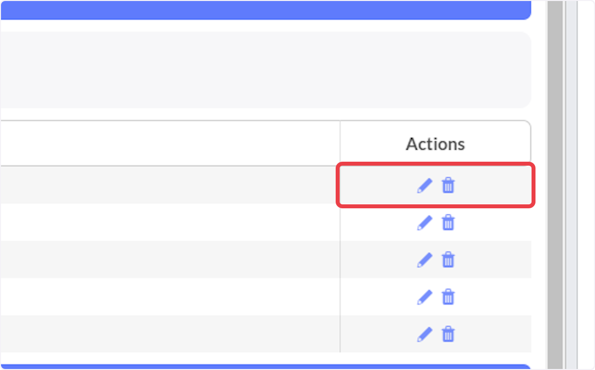 Custom Fields can be edited or deleted in the actions column.