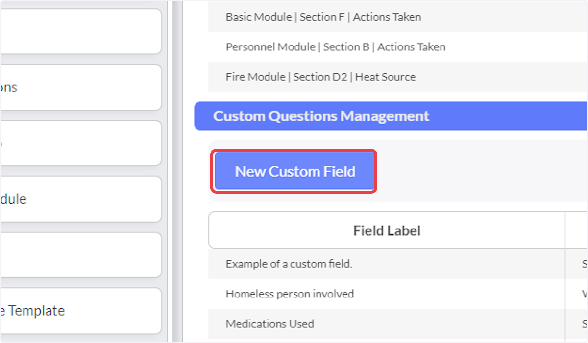Select on the New Custom Field.