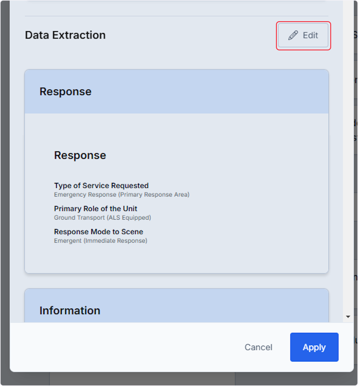 Once you have reviewed the Data Extraction you are able to make changes by selecting the Edit button.