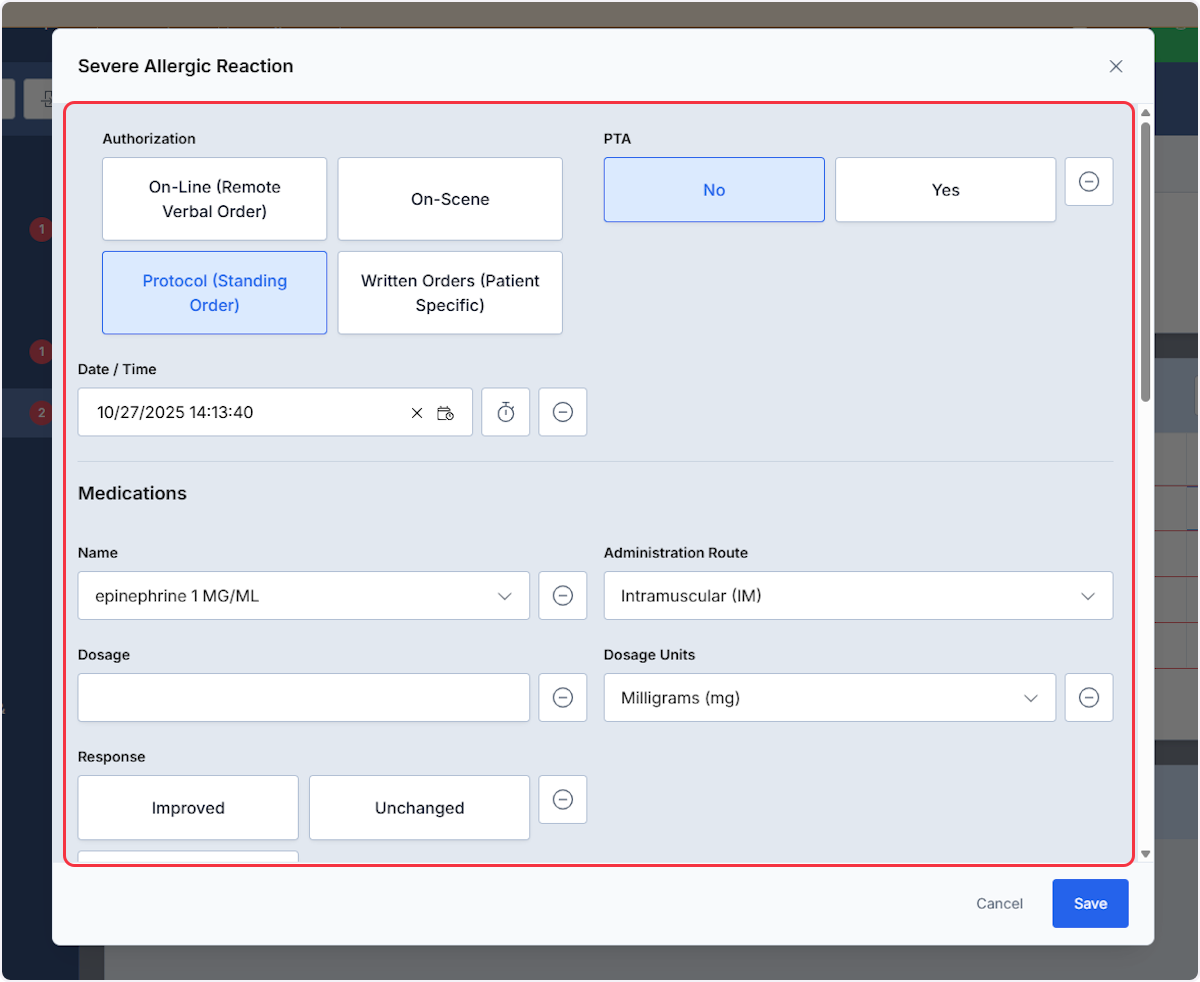 After selecting on the icon you can now documenting further details within the too and select Save when completed.