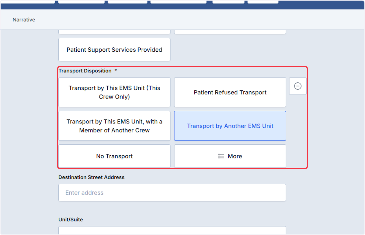The field can now be answered and the ePCR can be completed.
