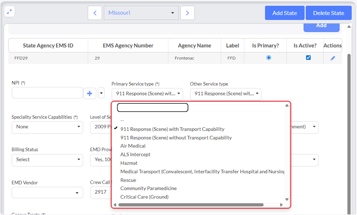 Dropdown fields, find the appropriate choice by scrolling or typing, then select. 