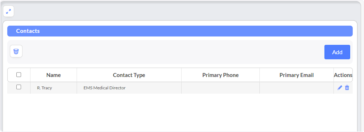Within Contacts you are able to Add new contacts or managing existing contacts.