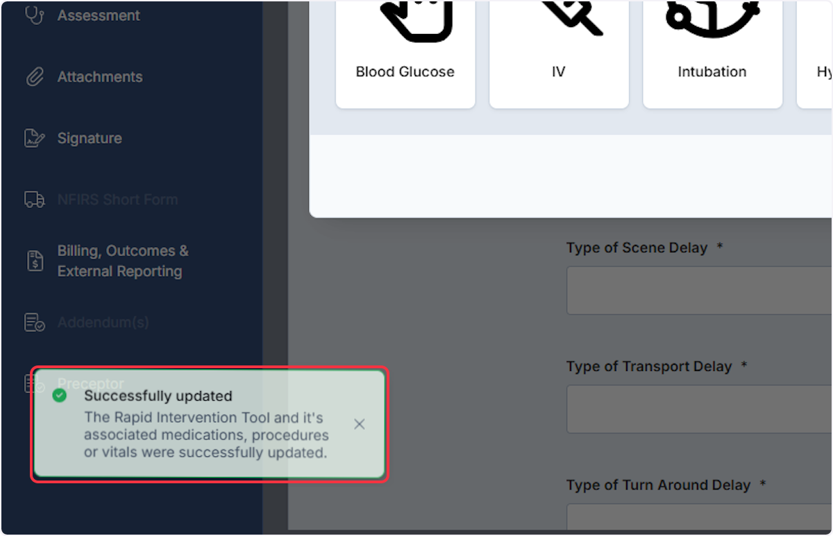 While in Code Mode and after selecting a tool you will receive a successfully updated alert.