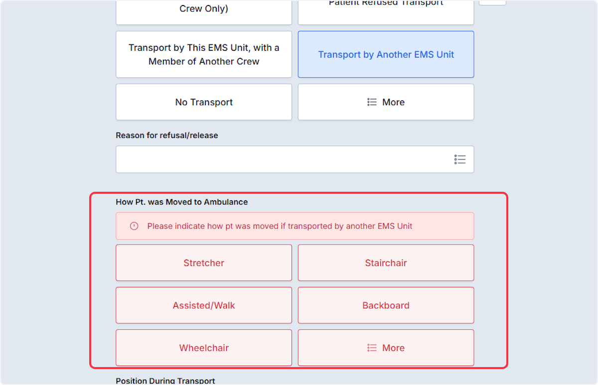 After selecting the Disable Hide Rules the required field is now visible within the ePCR.