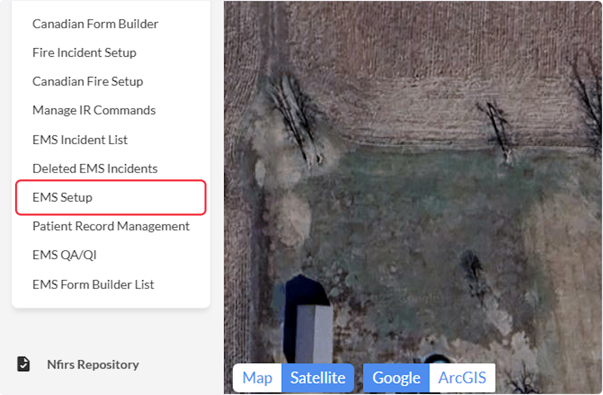 Click on EMS Setup within Incident Documentation.