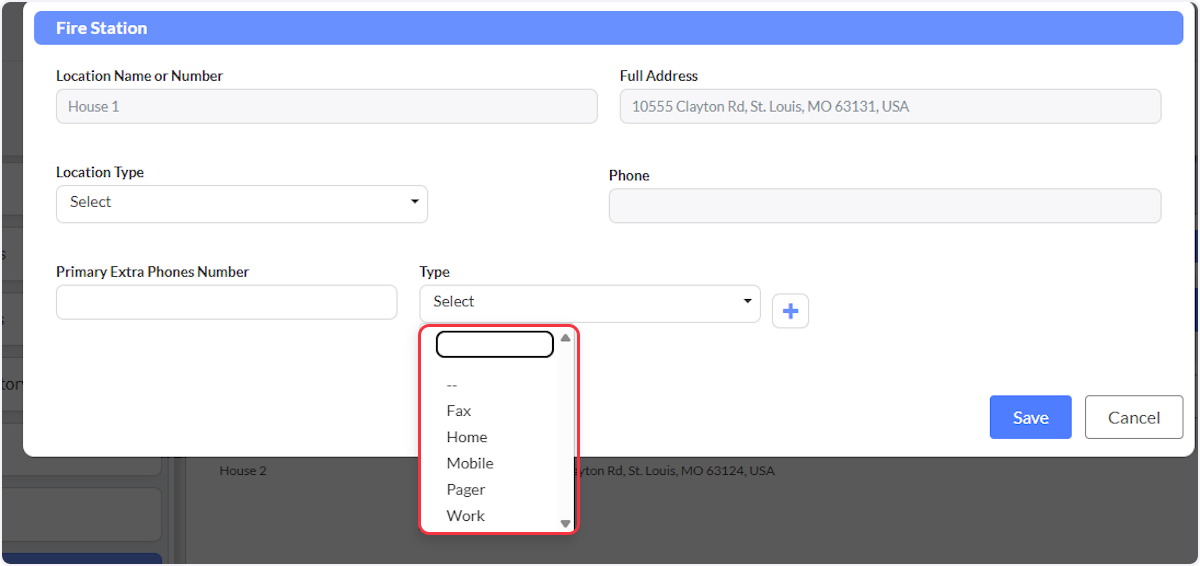 You can also enter any Primary Extra Phone Numbers along with the Type.