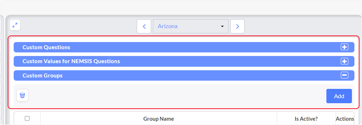 Within each sub-section you will be able to add, edit, remove or mark active.