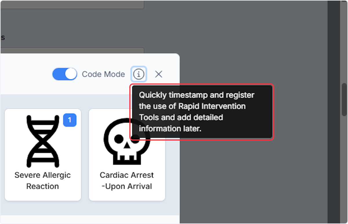 The information icon will give you information in regards to the Code Mode.