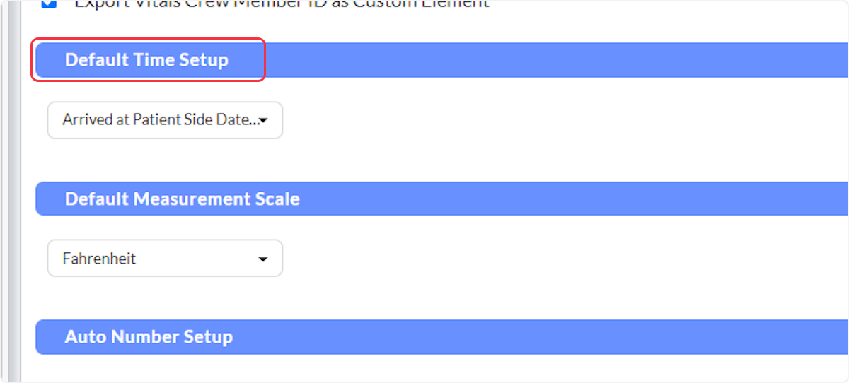 Scroll down to the Default Time Setup subsection.