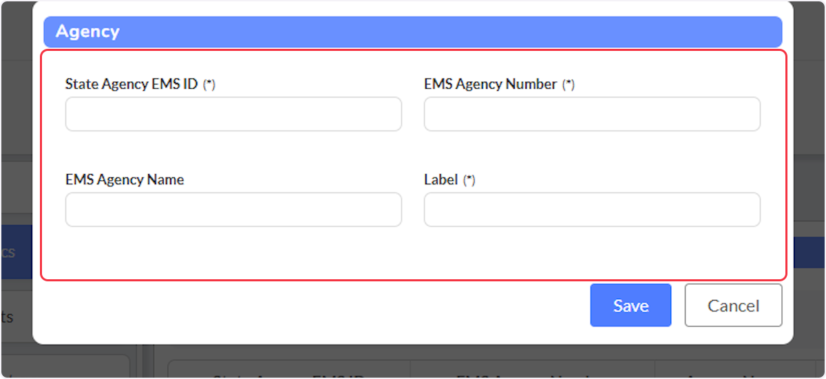 Enter State Agency EMS ID
