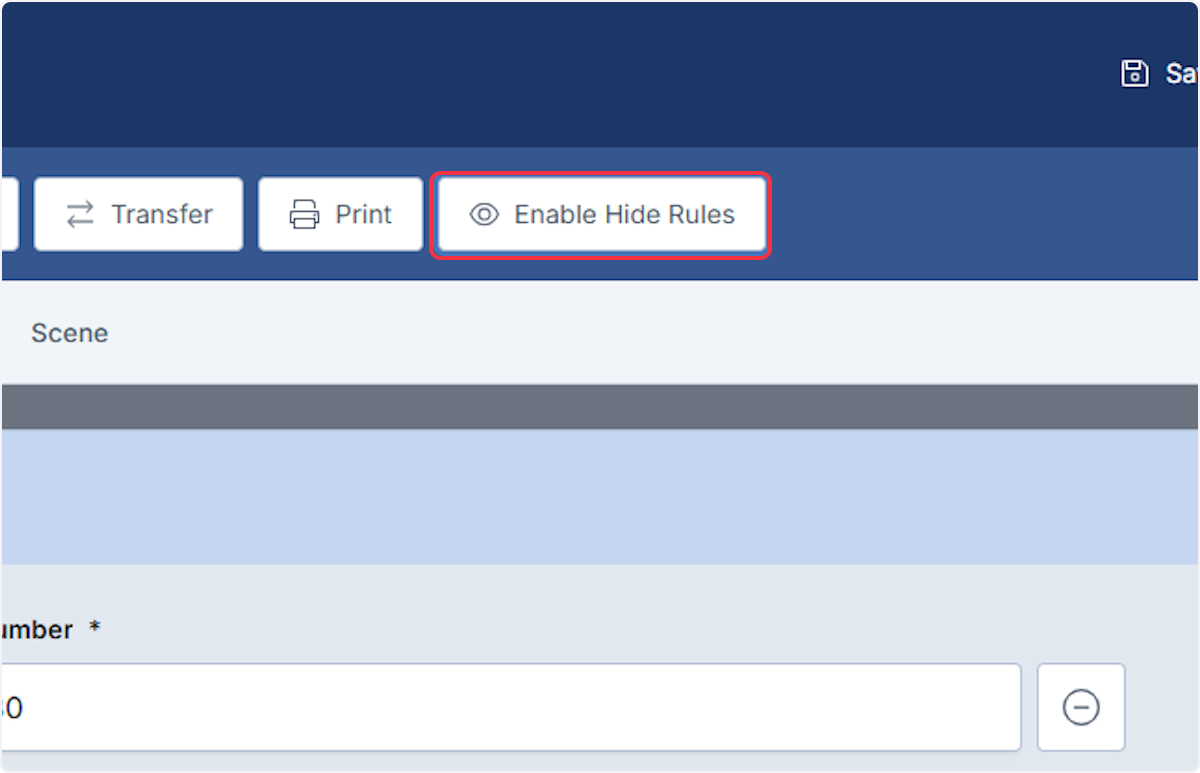 After selecting Disable Hide Rules button this will now change to be displayed as Enable Hide Rules.
