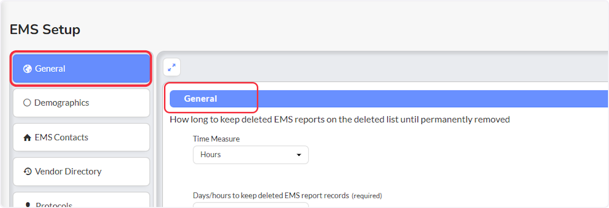Select on the General section and navigate to the General subsection.