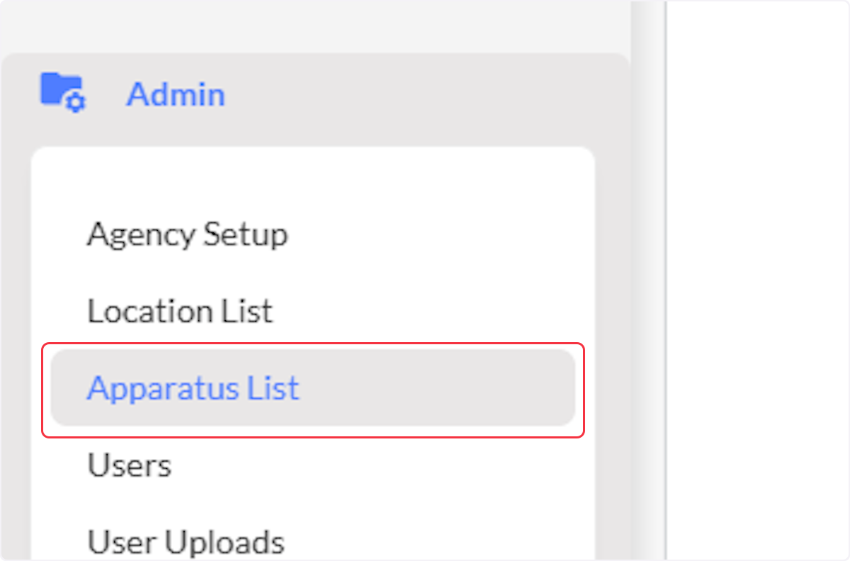 Click on Apparatus List