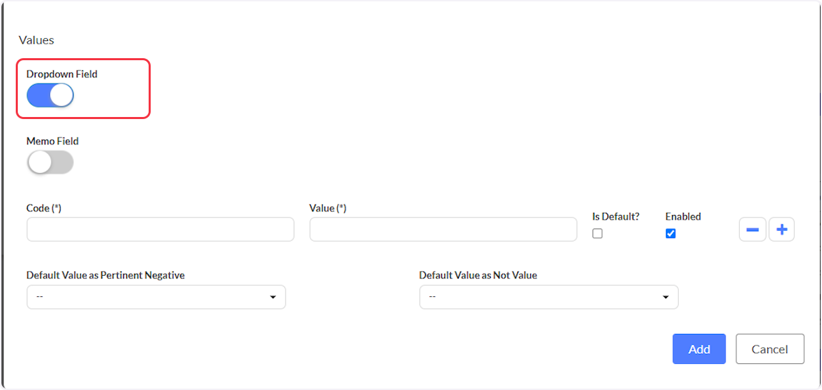 When Dropdown Field is enabled you can create a customized dropdown list to answer the question.