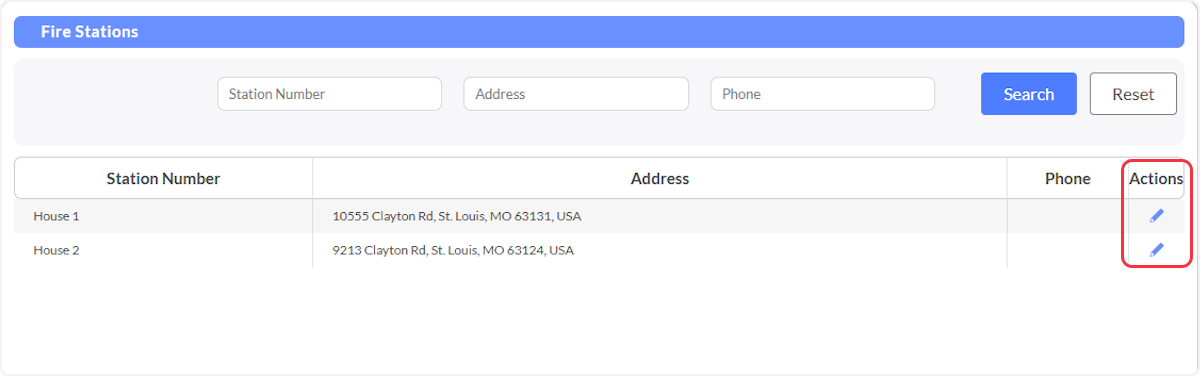 From the Actions column you are now able to edit your created location.