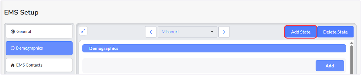 If not already configured, select your state(s) by selecting the Add State button