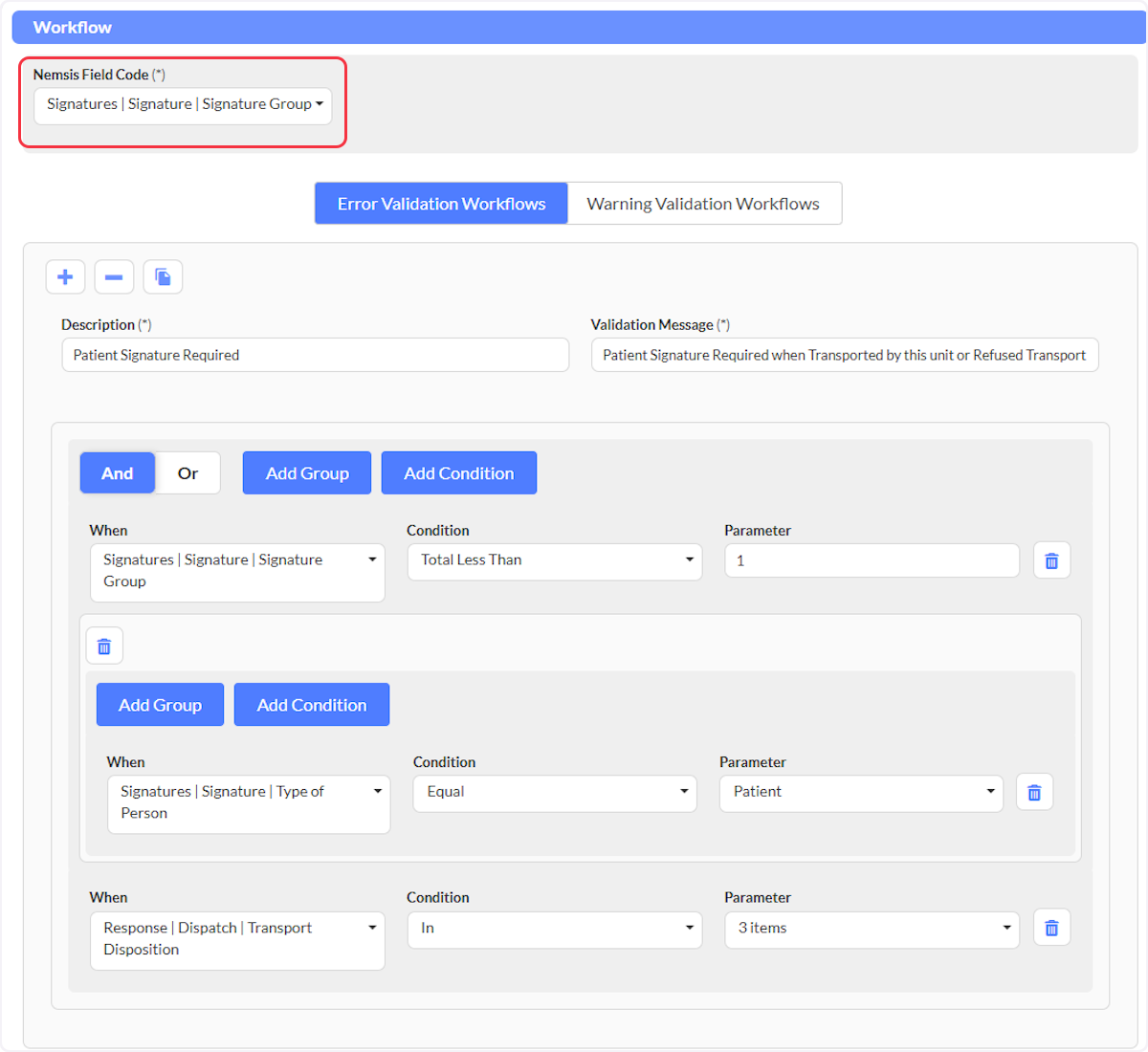 Workflows on the Signature Group