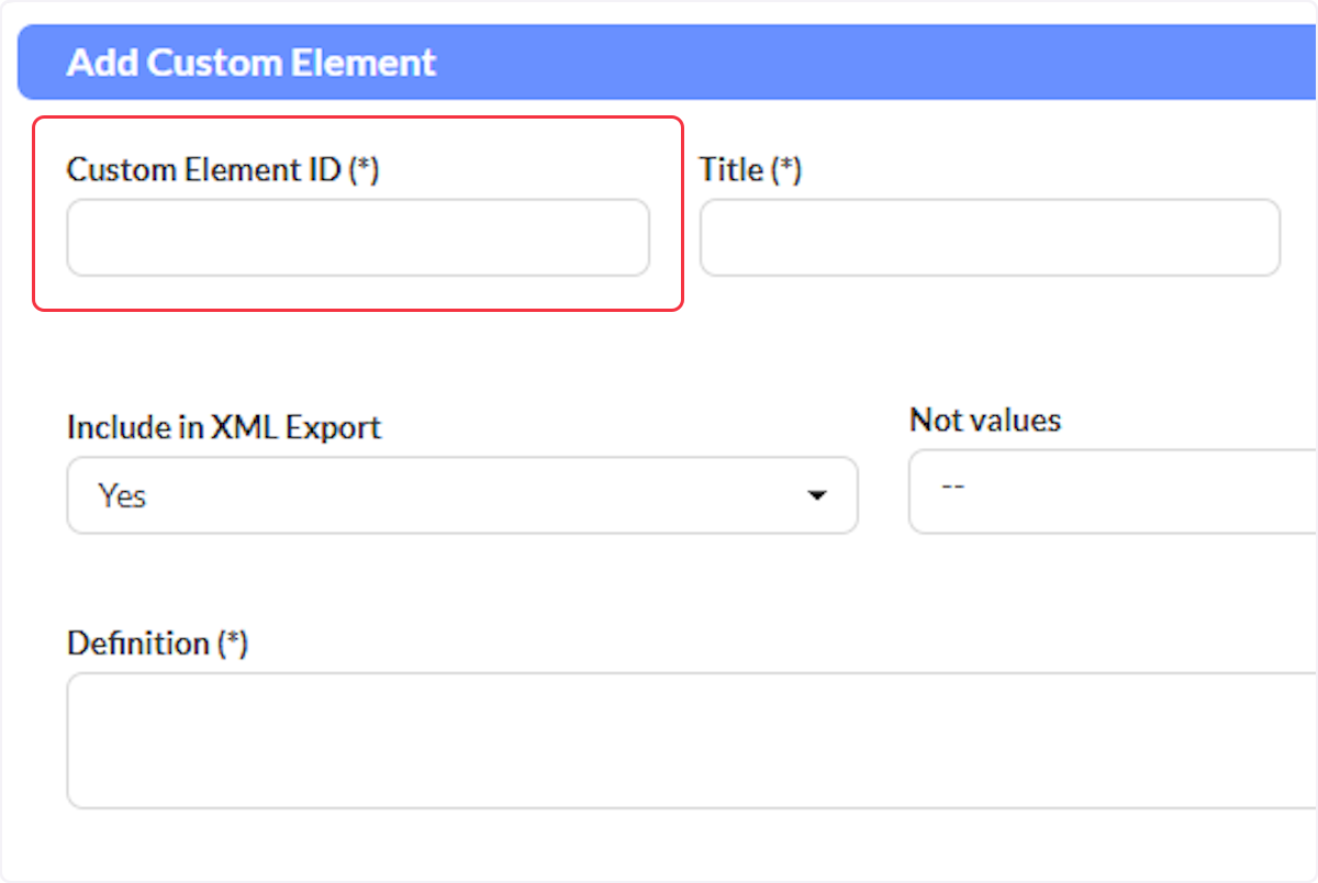 Enter a Custom Element ID.