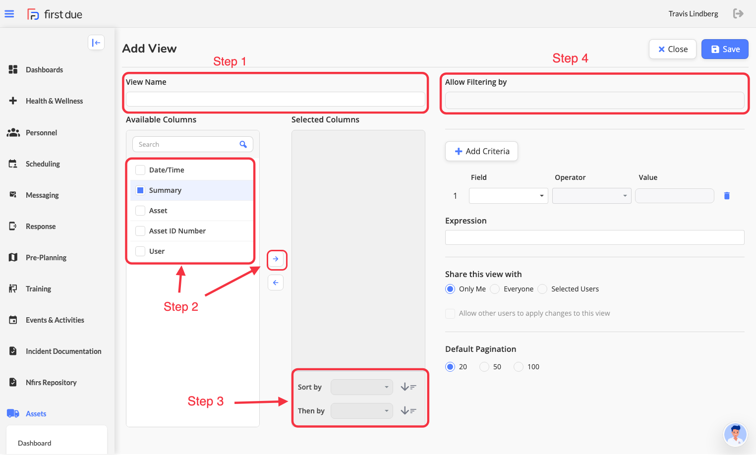 Click on Transfer selected columns