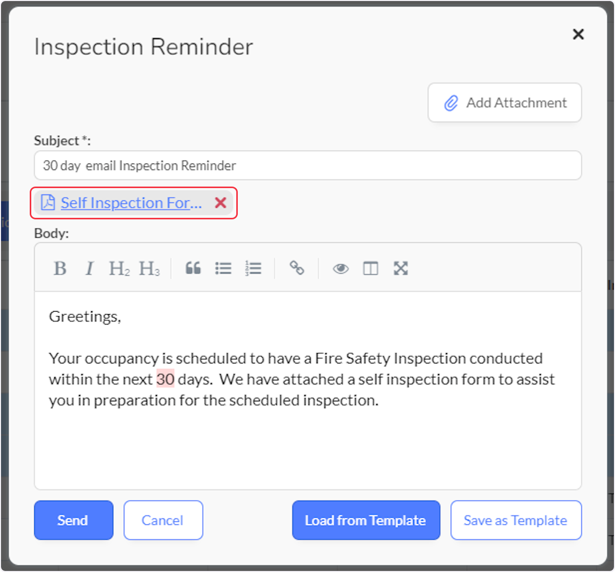 Attached example Self Inspection Form.