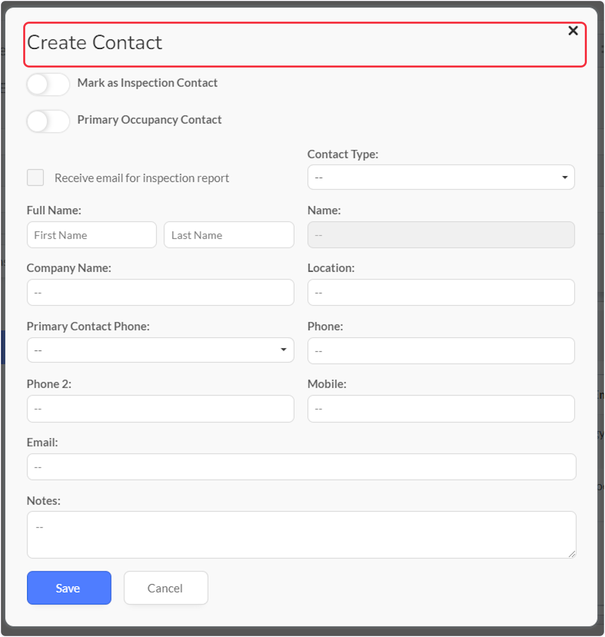 Enter Contact Information as appropriate.