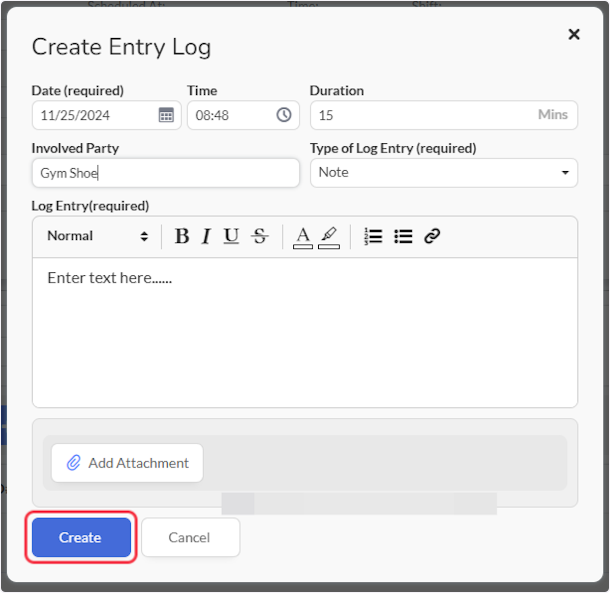 Click on Create