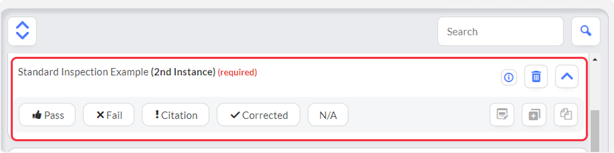 Each instance of duplication will be noted (e.g. 2nd Instance).  All Inspection Question Options are present.
