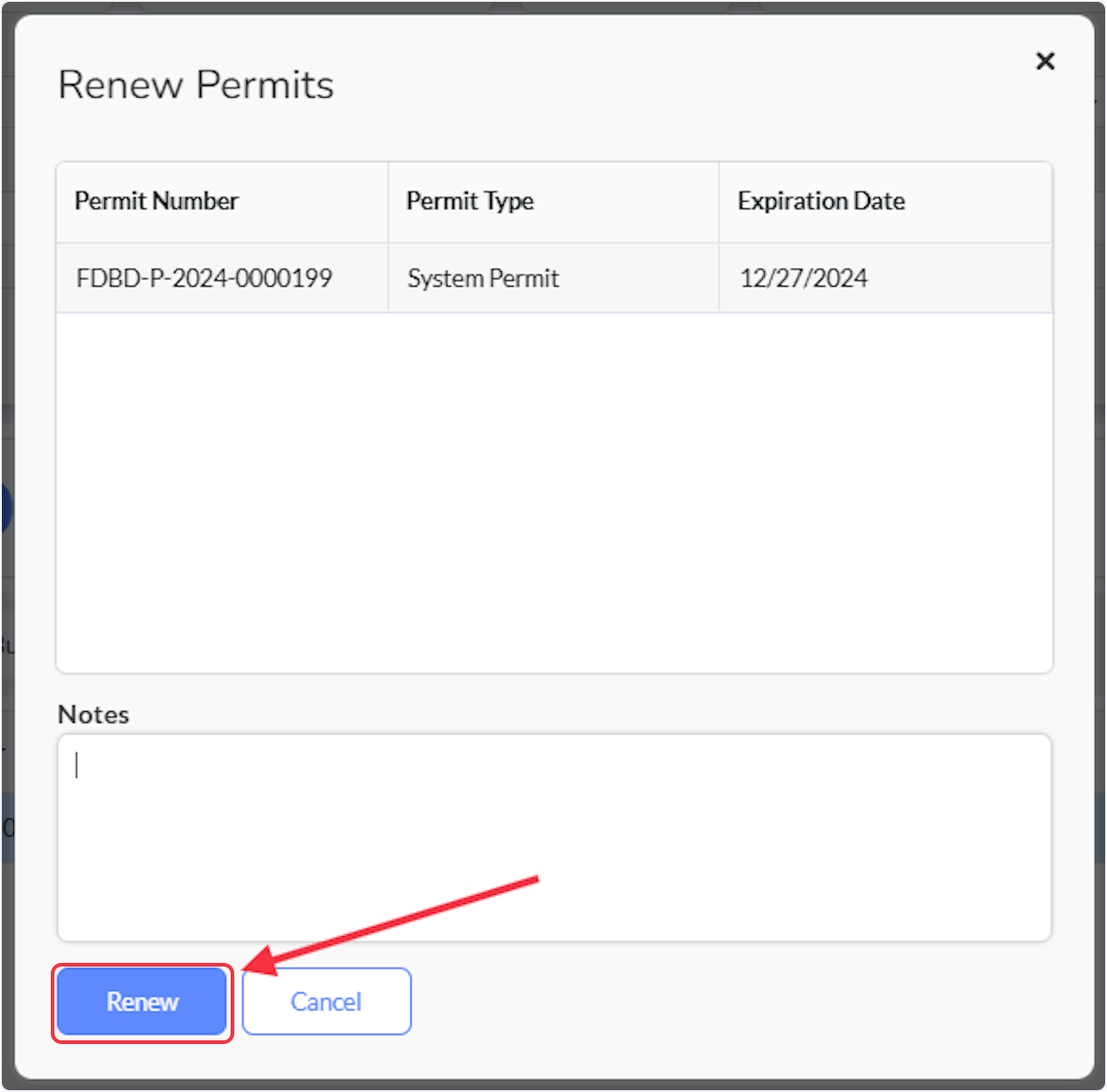 Click on Renew.