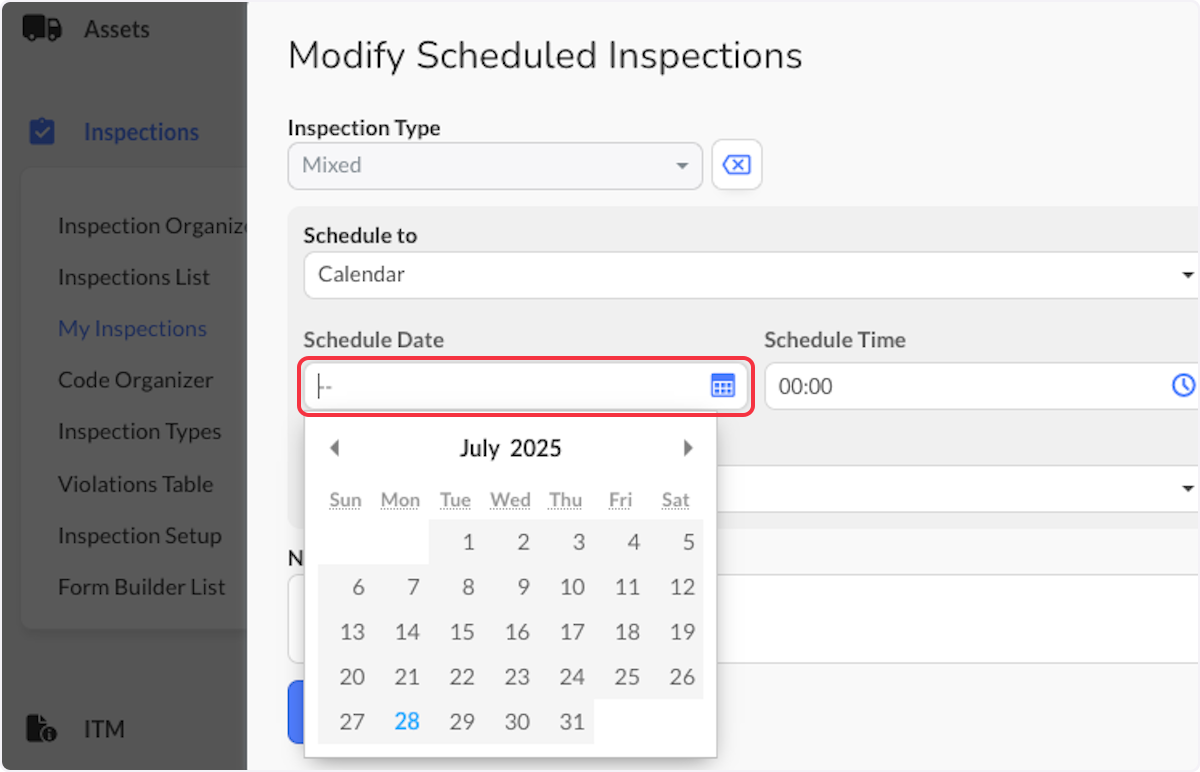 Click in the box for the calendar to drop down. You can change the month and year by clicking on them. 