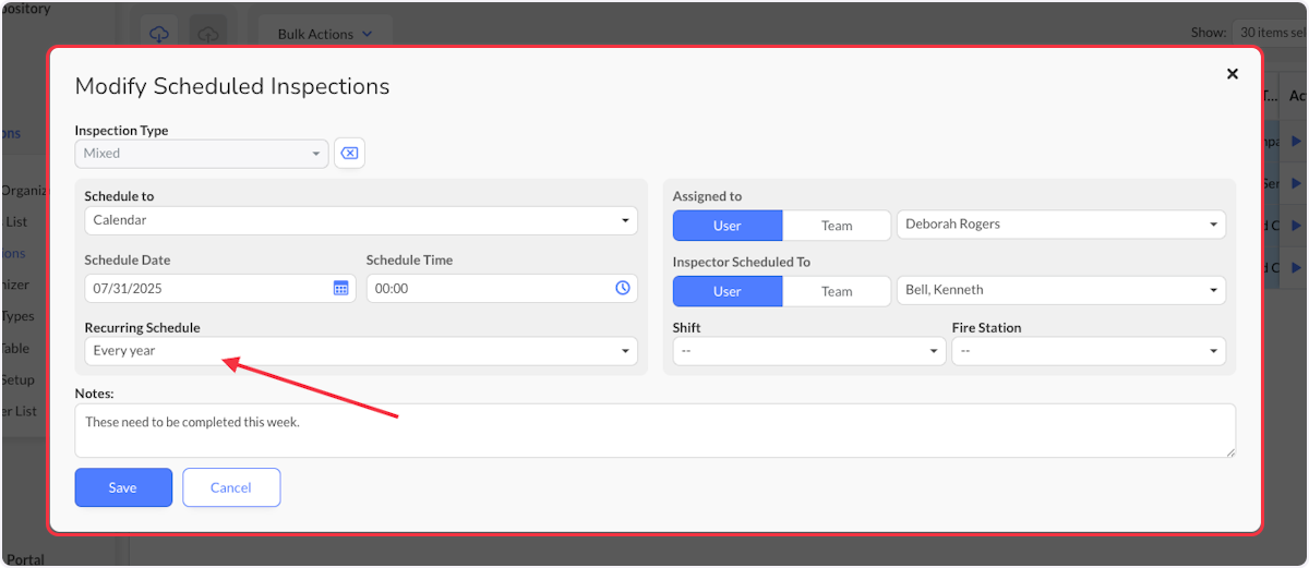 Recurring Schedule can be adjusted. 