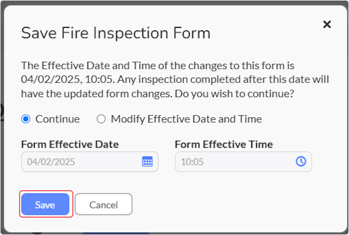 Click on Save or Modify the Effective Date and then save.