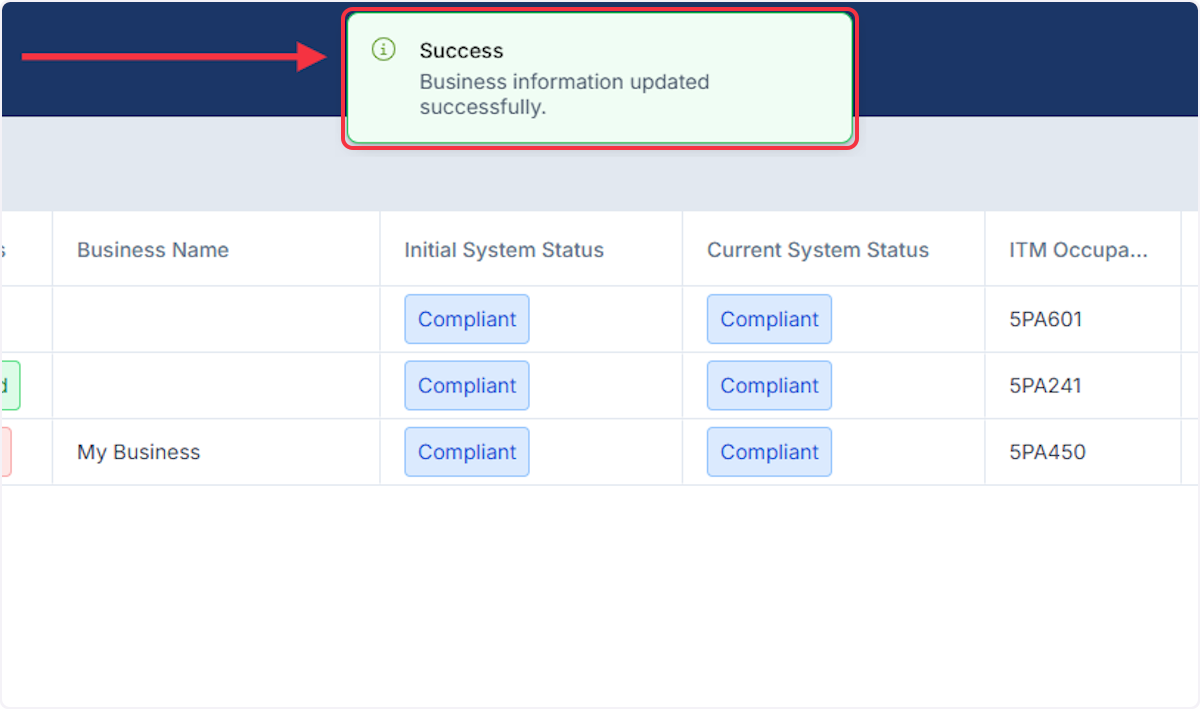System Confirms your update was successful. 