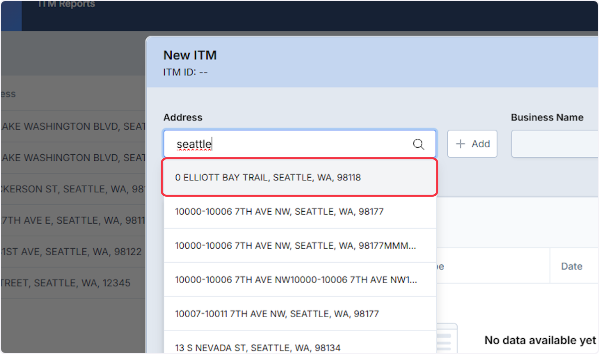 Addresses should auto populate for the jurisdiction you are working within.