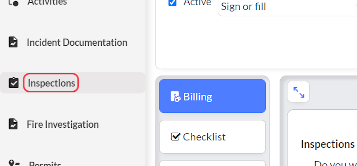 Click on Inspections