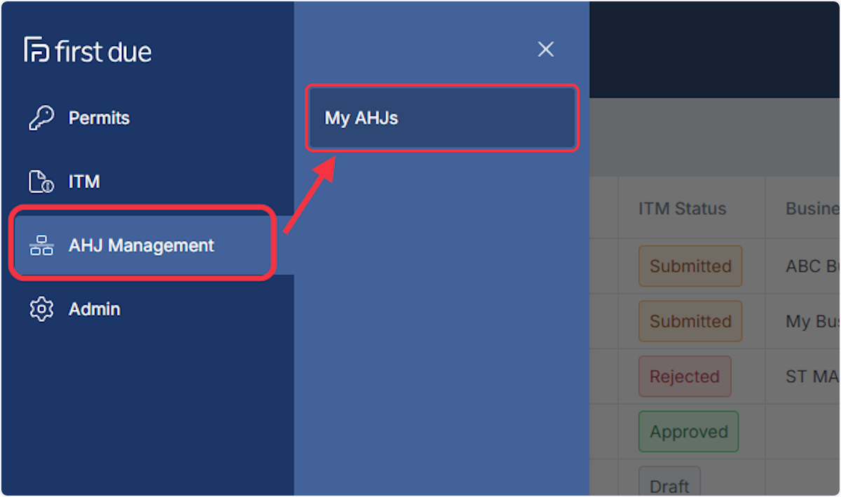 Click on AHJ Management and on My AHJs.