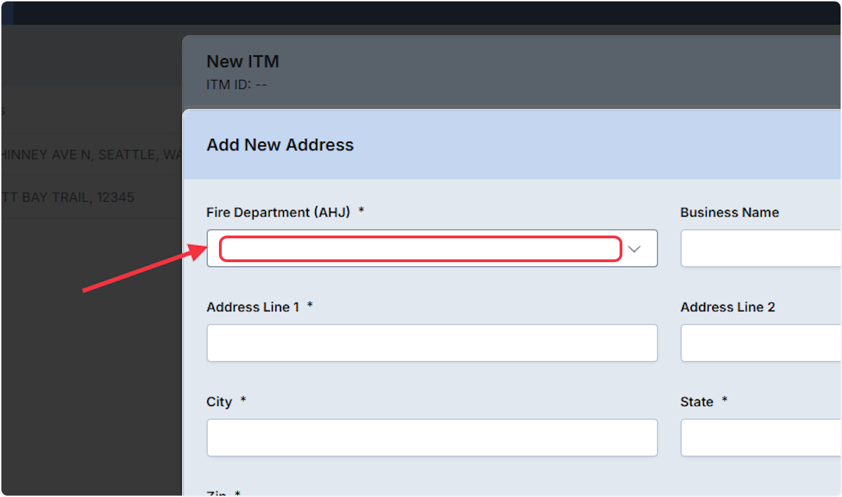 This action will open up a new modal where you will need to select the AHJ that you are working with. 