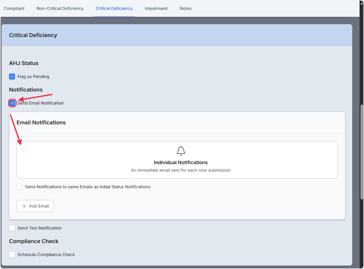 Notifications give us the ability to send an email notification to designated individuals immediately after the submission is received. 