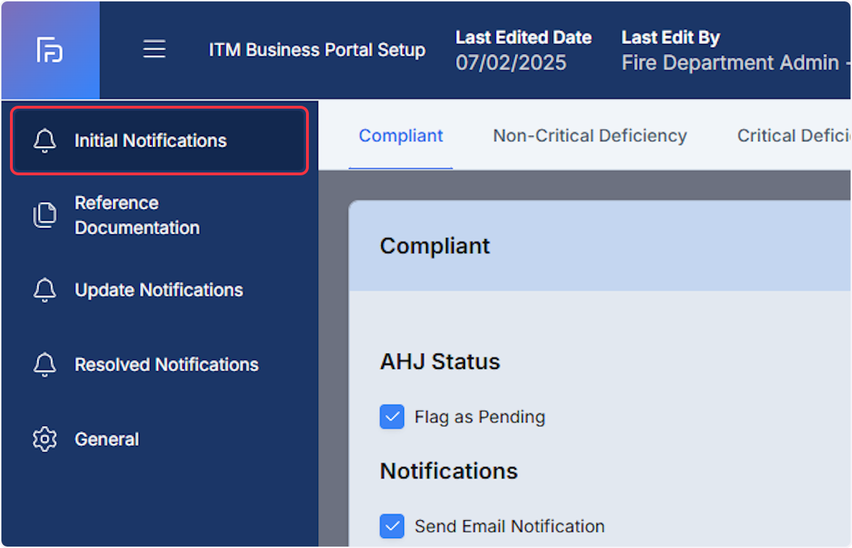 Click on Initial Notifications.