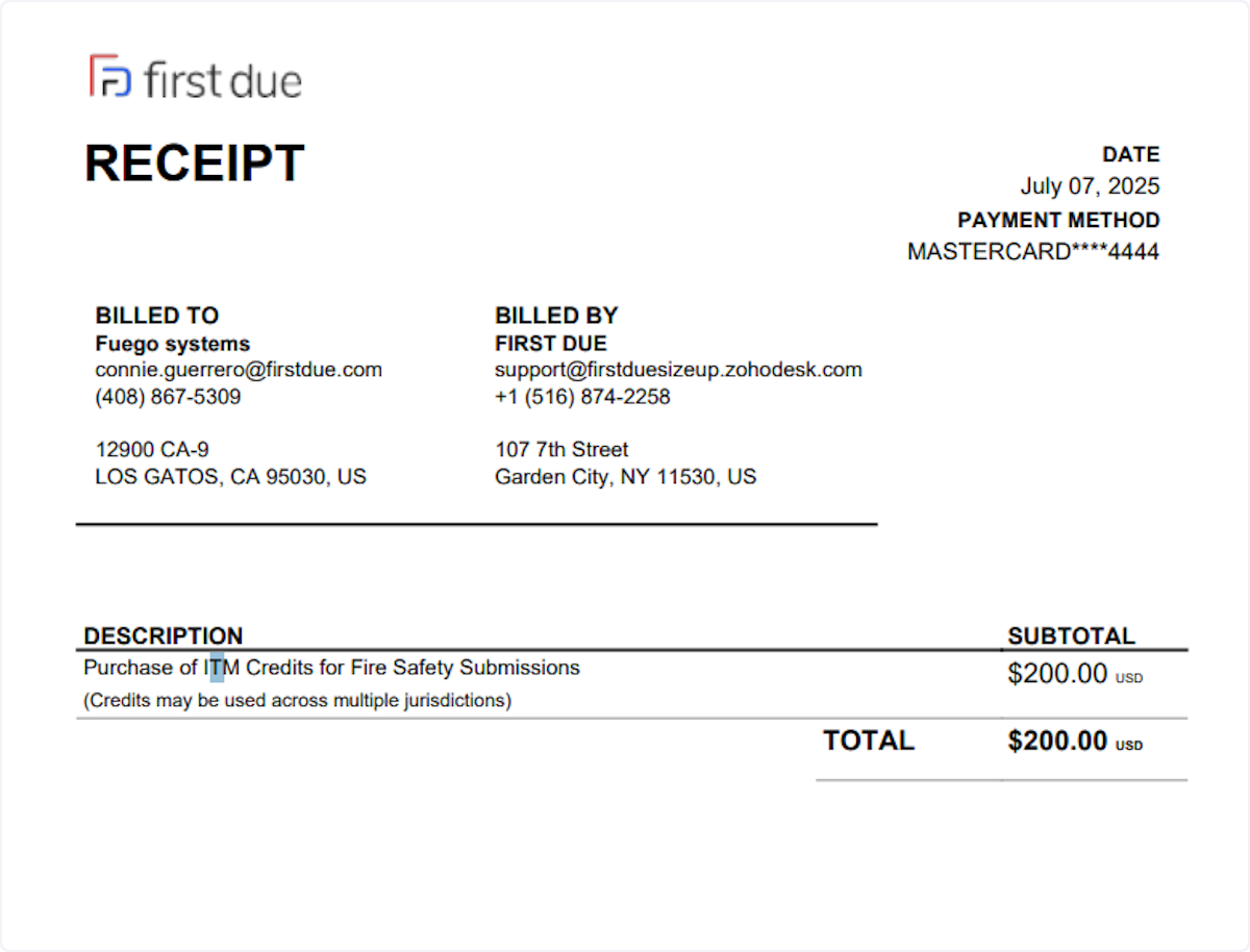 Example of Receipt. 