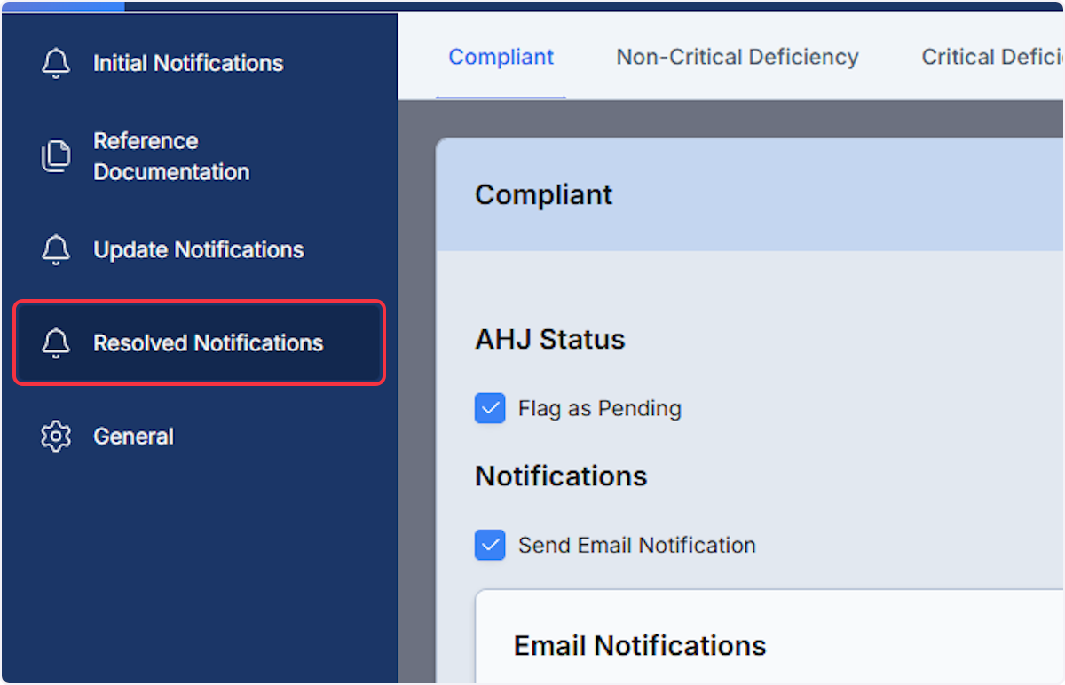 Click on Resolved Notifications.