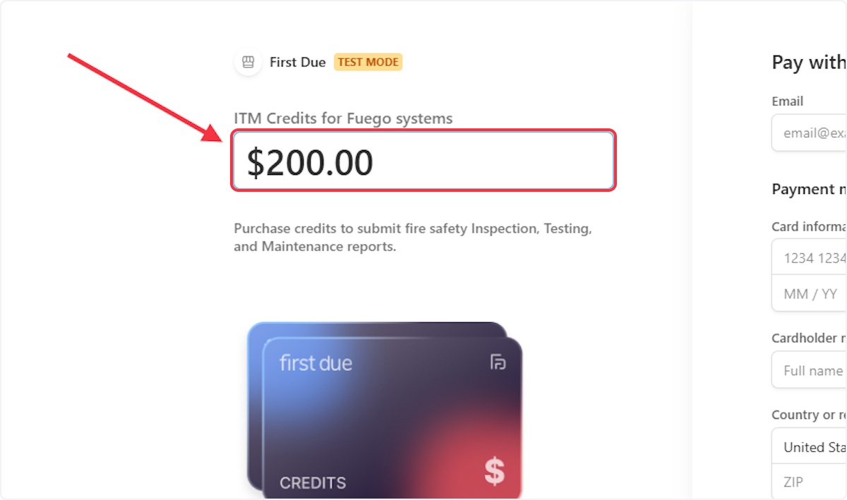 Type in desired amount of credits you wish to purchase. 