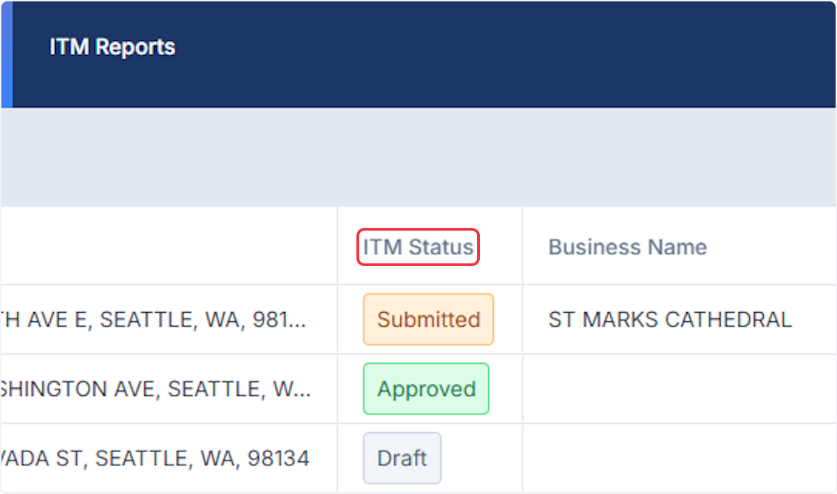 We will be looking at ITM Reports in a Submitted or Approved Status. 