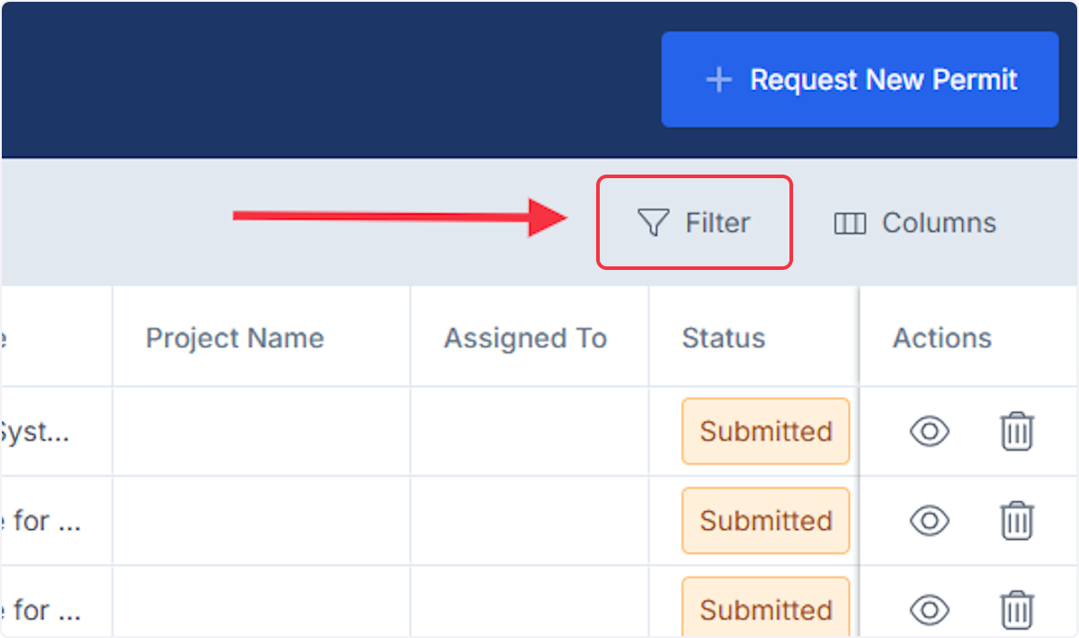 Click on Filter to sort list by specific fields. 