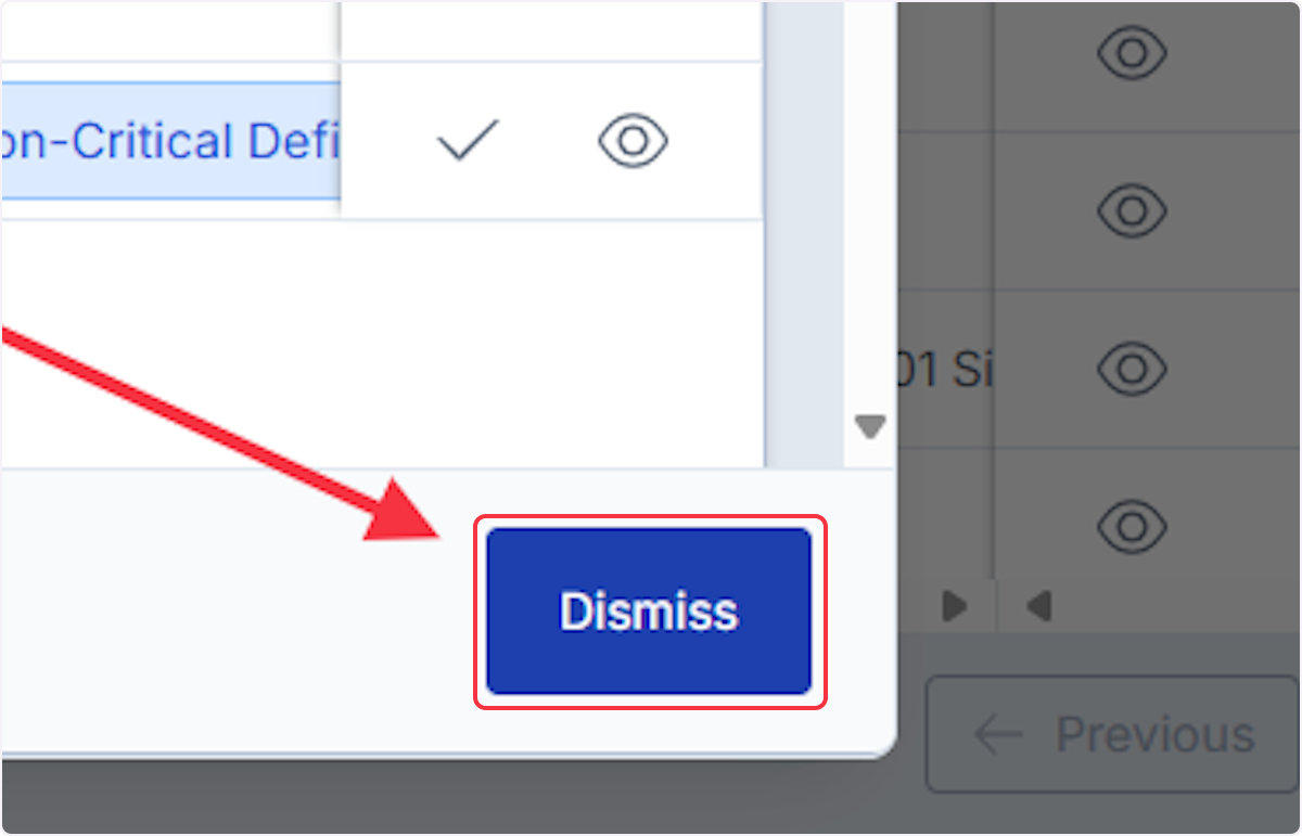 Click on Dismiss to be brought back to the ITM Report list. 