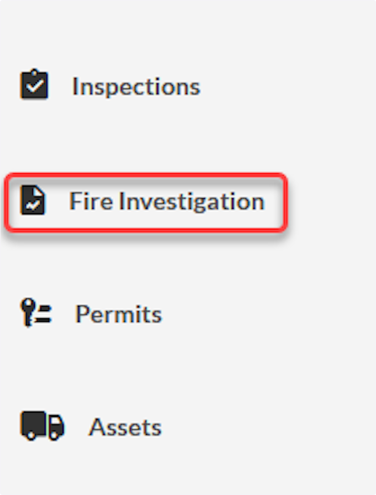 Navigate to Fire Investigation.