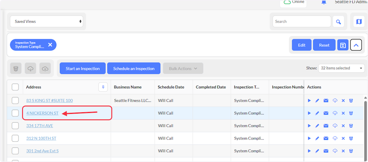 Once you locate the Address. Click on the hyperlink with the desired address.