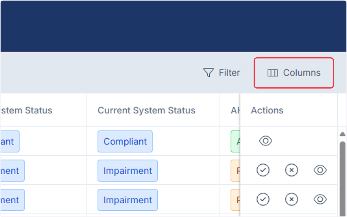 Click on Columns to see all available column items