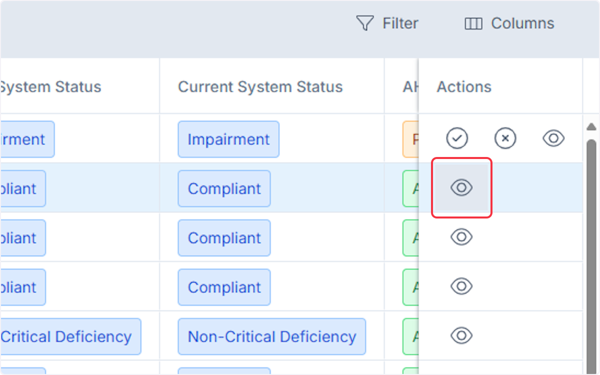 Click on eye icon to view ITM Report details