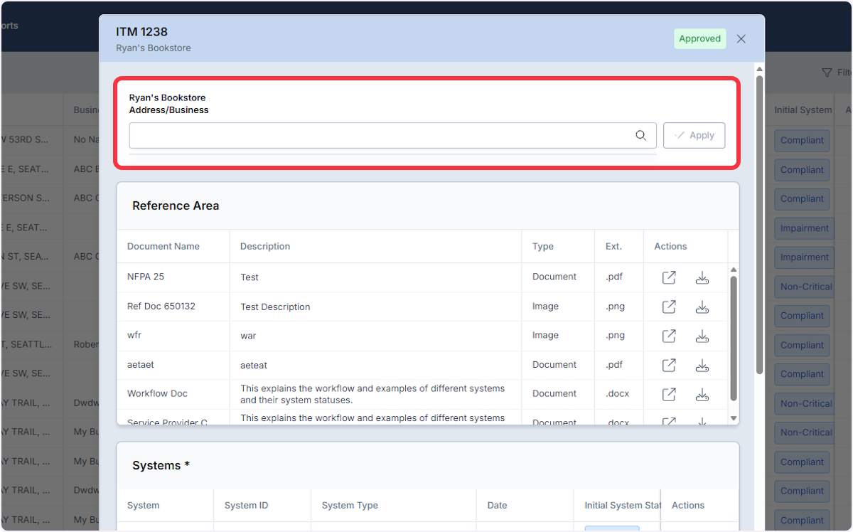 Enter new address you wish to associate this ITM report to. 